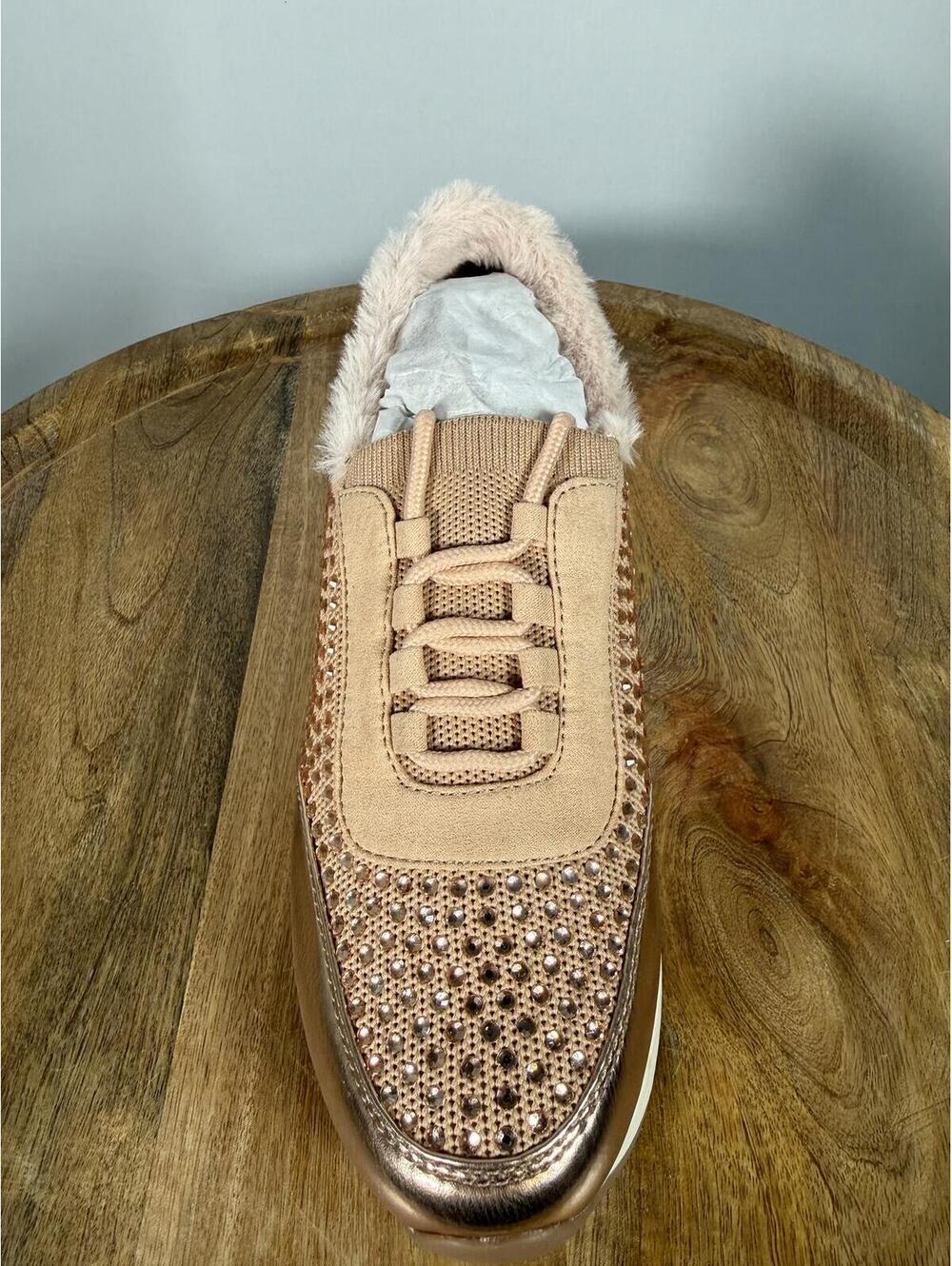 Kenneth Cole Reaction Shell Cari Faux Fur Jewel Jogger Sneakers US 6.5M NWB - Picture 7 of 11